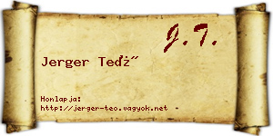 Jerger Teó névjegykártya